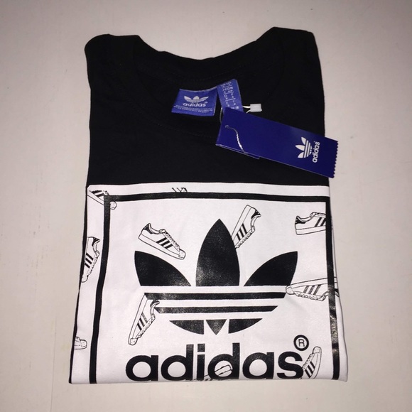 🚨NWT🚨 BLACK ADIDAS TREFOIL TEE SHIRT - Picture 3 of 4
